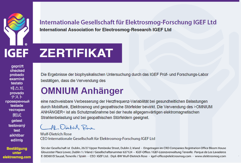 IGEF Certificate OMNIUM PENDANT